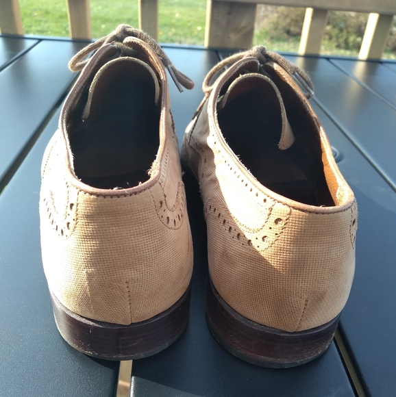 Men's L & M Shoes, Tan Leather Brogues, Wingtip, Size 8.5, Made in Italy - Picture 5 of 16